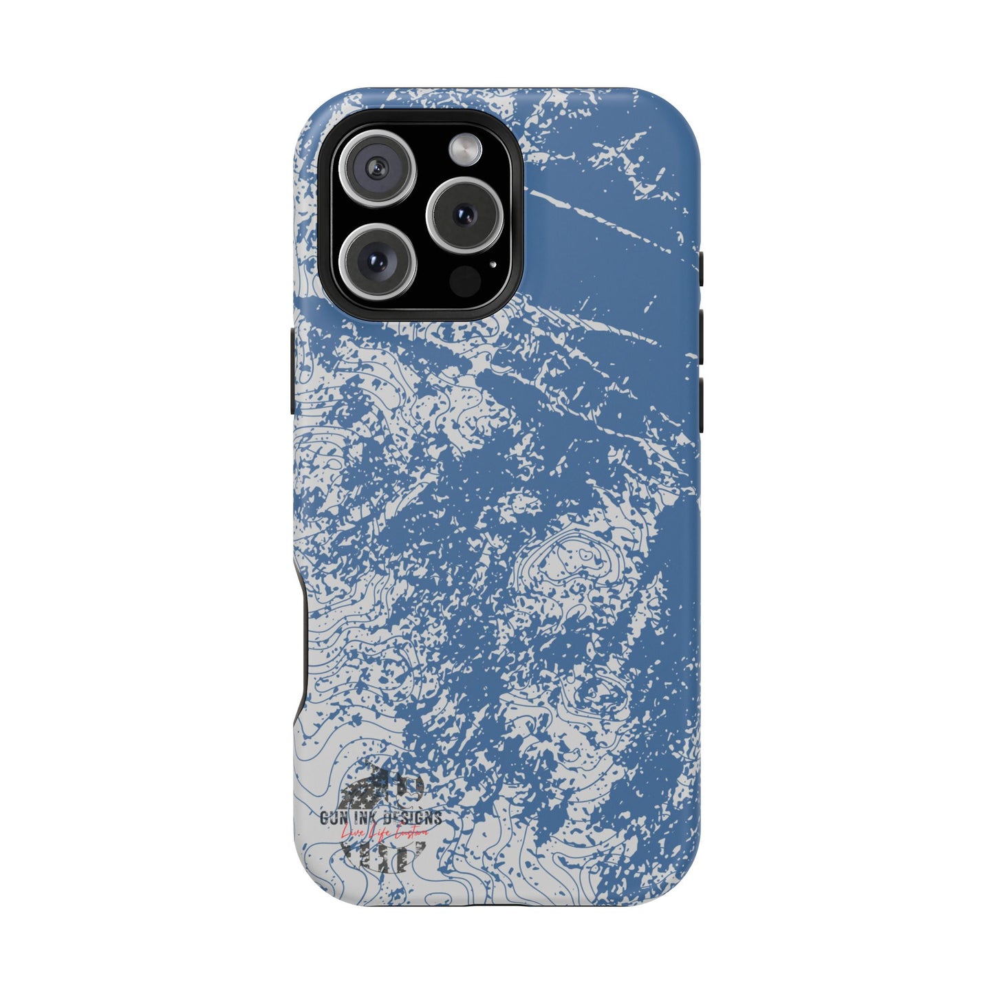 Magnetic Tough Phone Cases - Blue topo camo