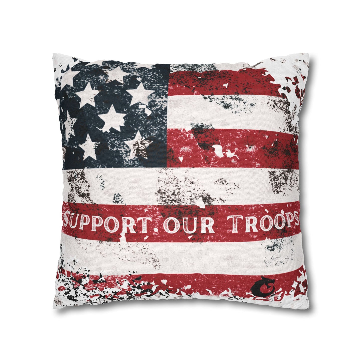 Spun Polyester Square Pillowcase - Support our Troops
