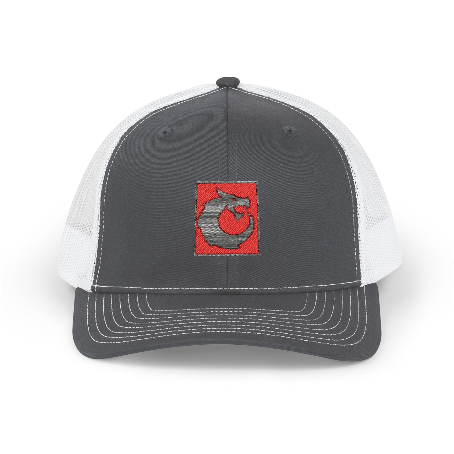 Snapback Trucker Cap - Gray Red Dragon