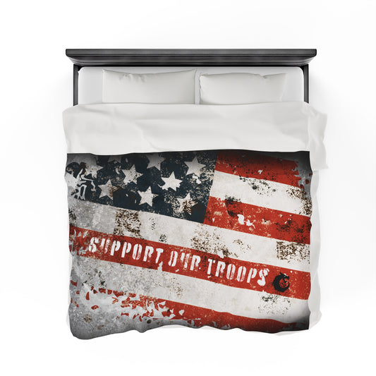 Velveteen Plush Blanket - Support Our Troops