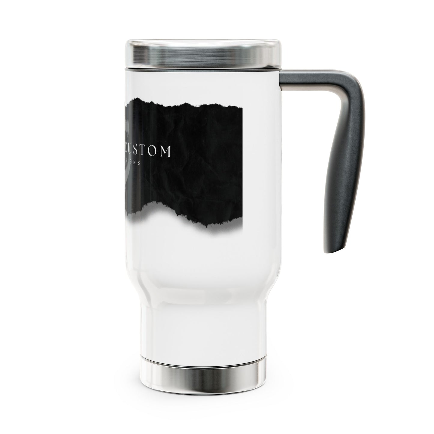 Stainless Steel Travel Mug with Handle, 14oz - Torn Paper