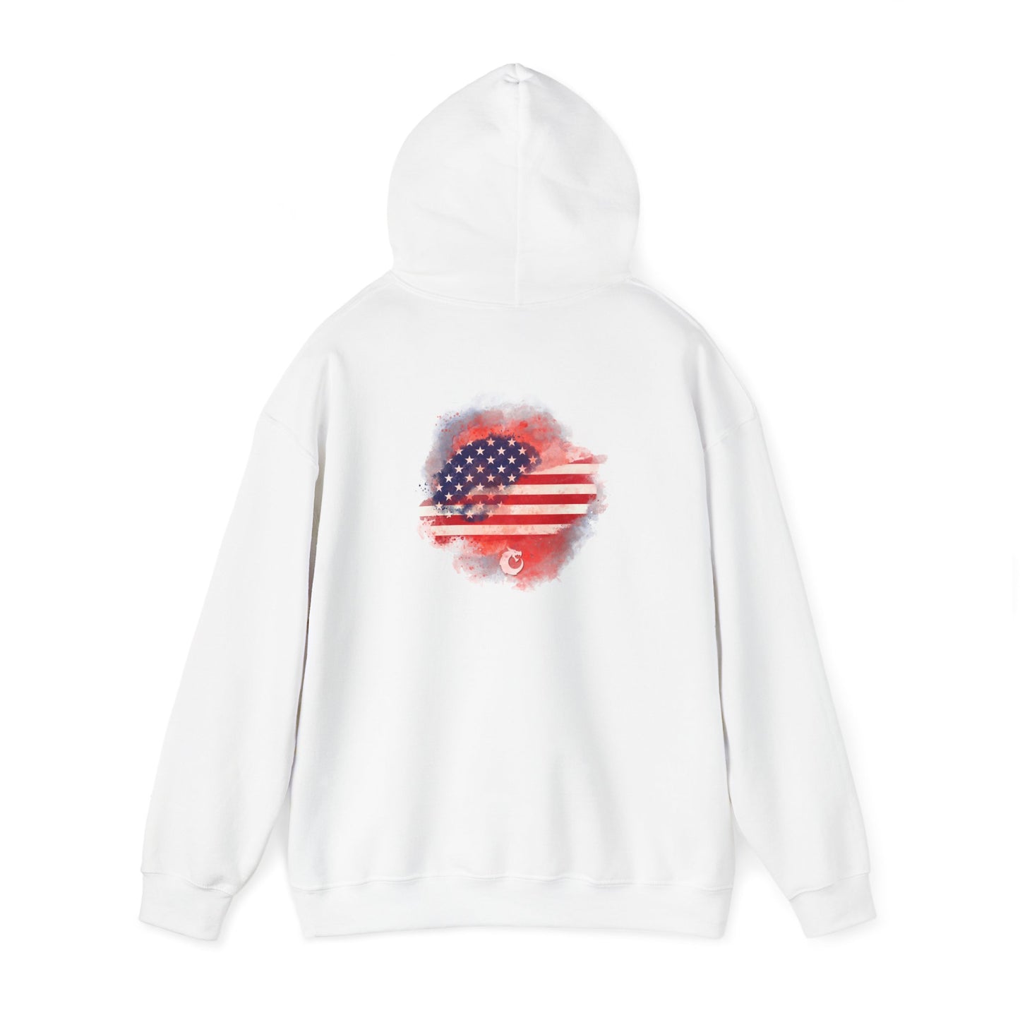 Heavy Blend™ Hooded Sweatshirt - Red Watercolor Flag