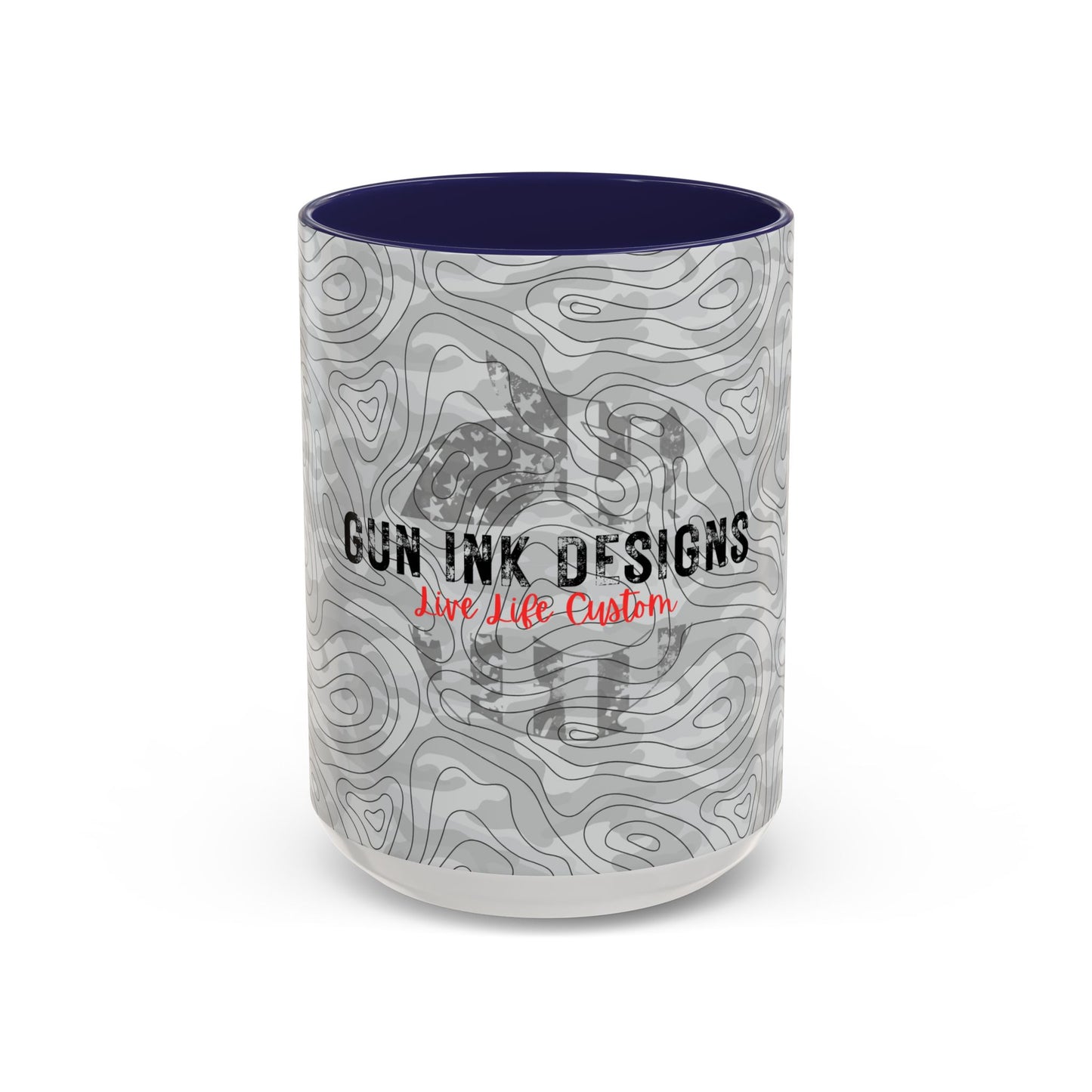 Accent Coffee Mug (11, 15oz) - Gray Topo Logo