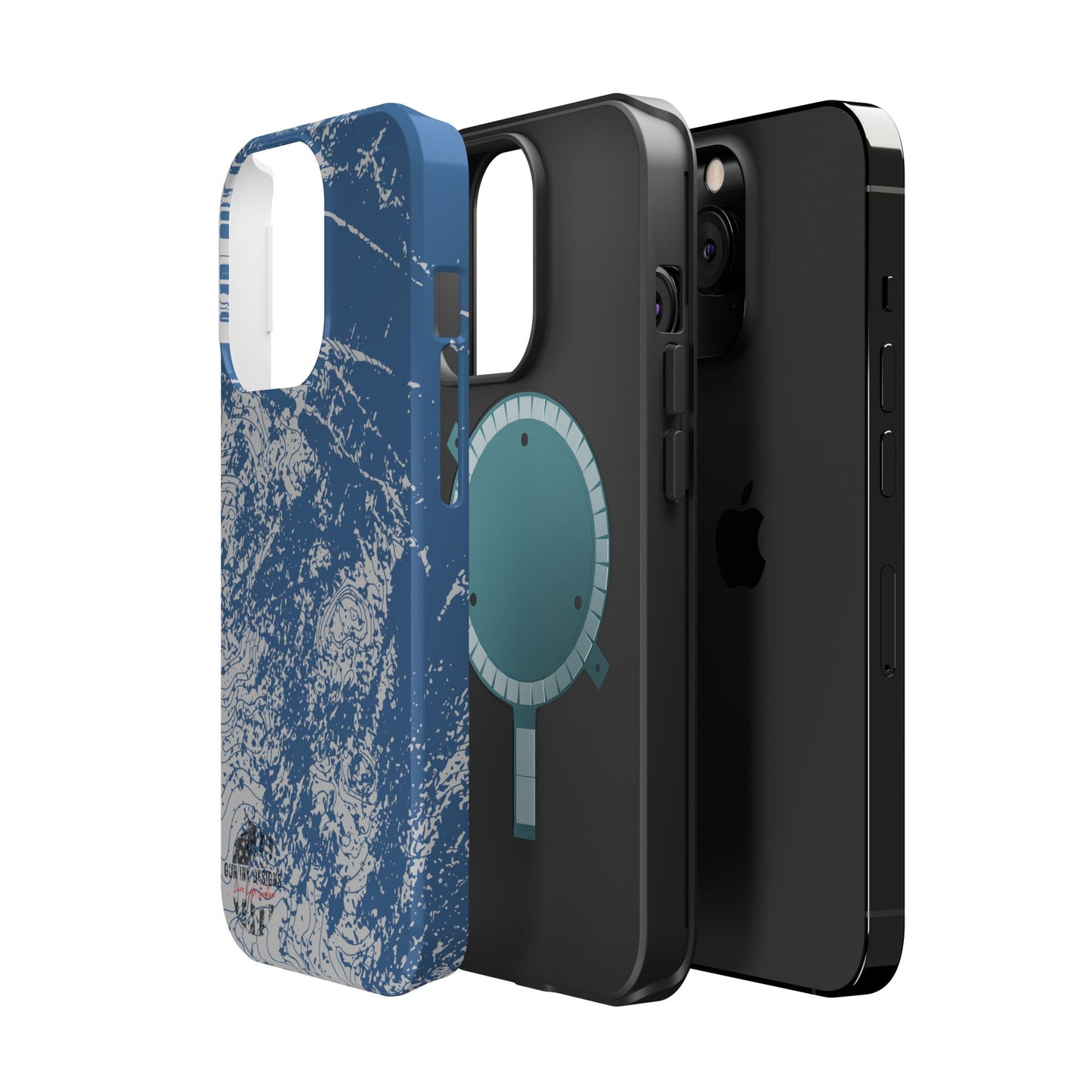 Magnetic Tough Phone Cases - Blue topo camo