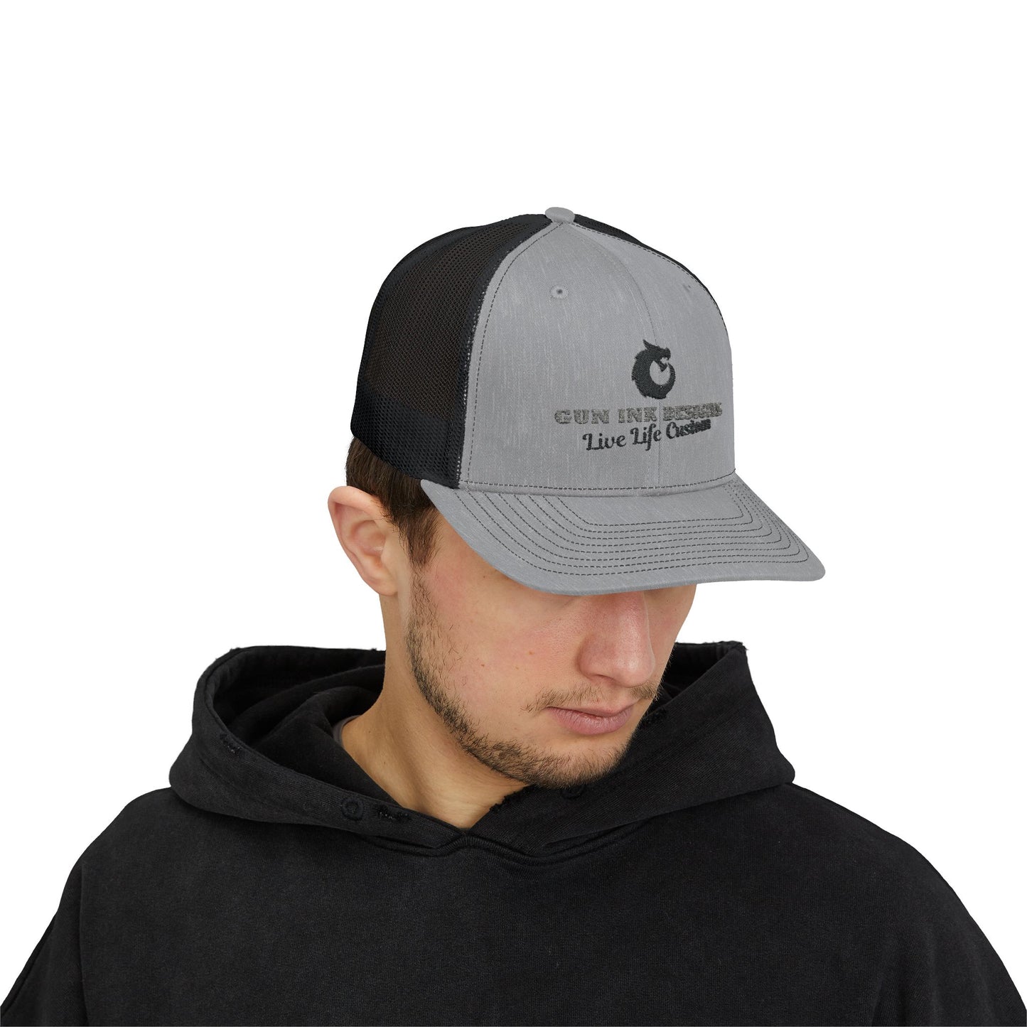Snapback Trucker Cap - Black and Gray Logo
