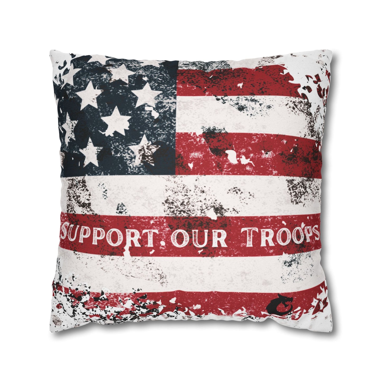 Spun Polyester Square Pillowcase - Support our Troops