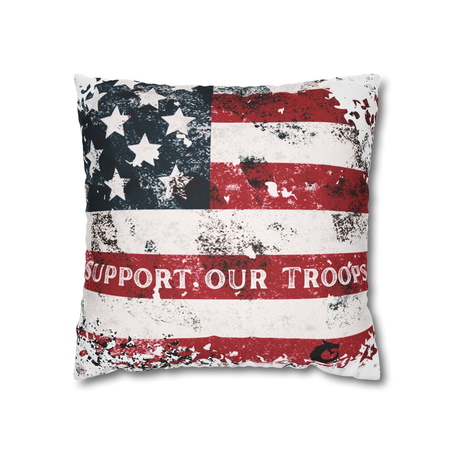 Spun Polyester Square Pillowcase - Support our Troops