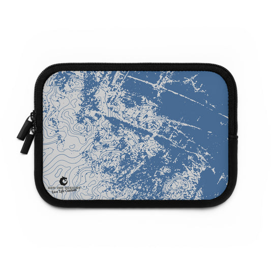 Abstract Blue Topo Laptop, iPad Sleeve, Stylish Computer Bag, Gift for College Students, Eco-Friendly Design