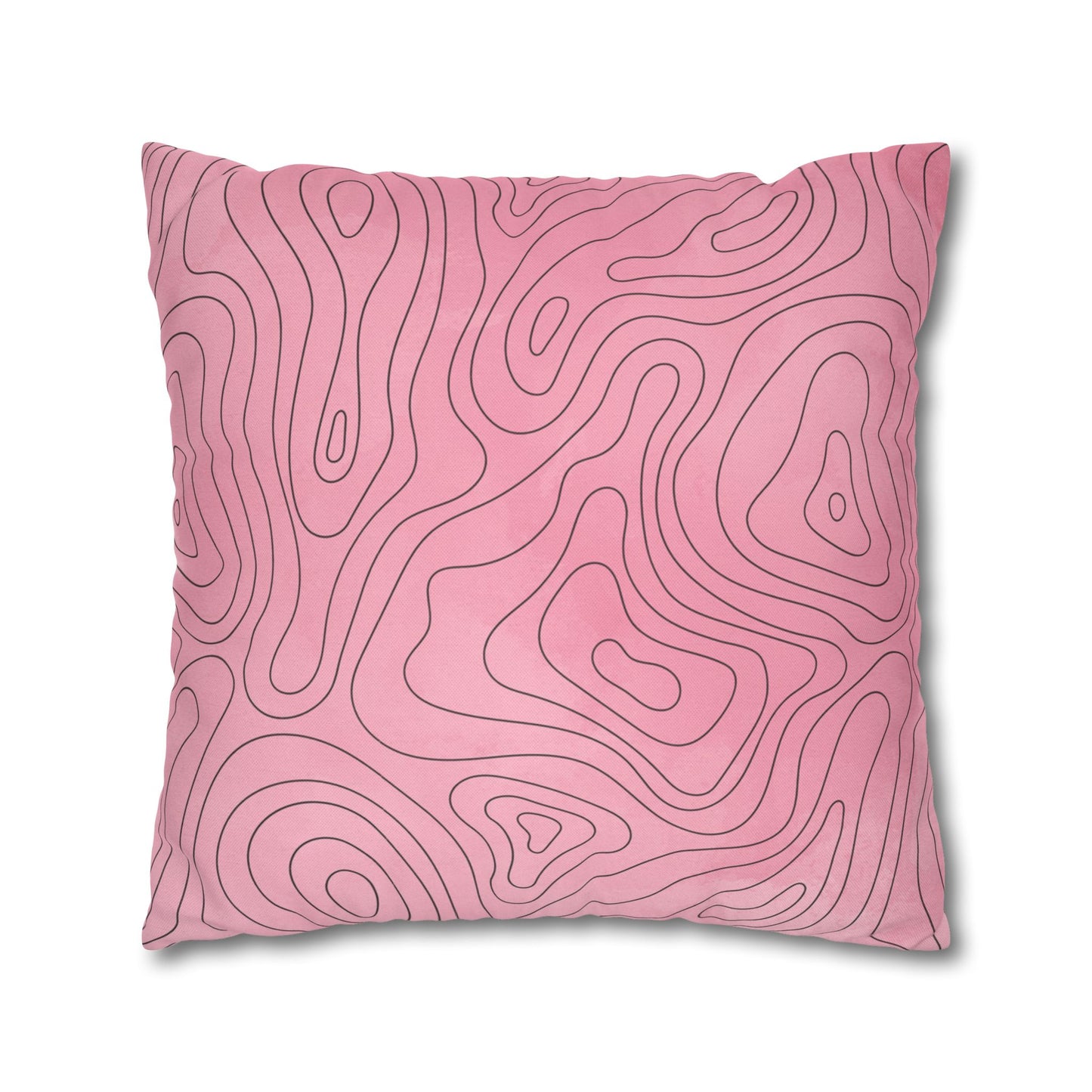 Spun Polyester Square Pillowcase - Pink Topo