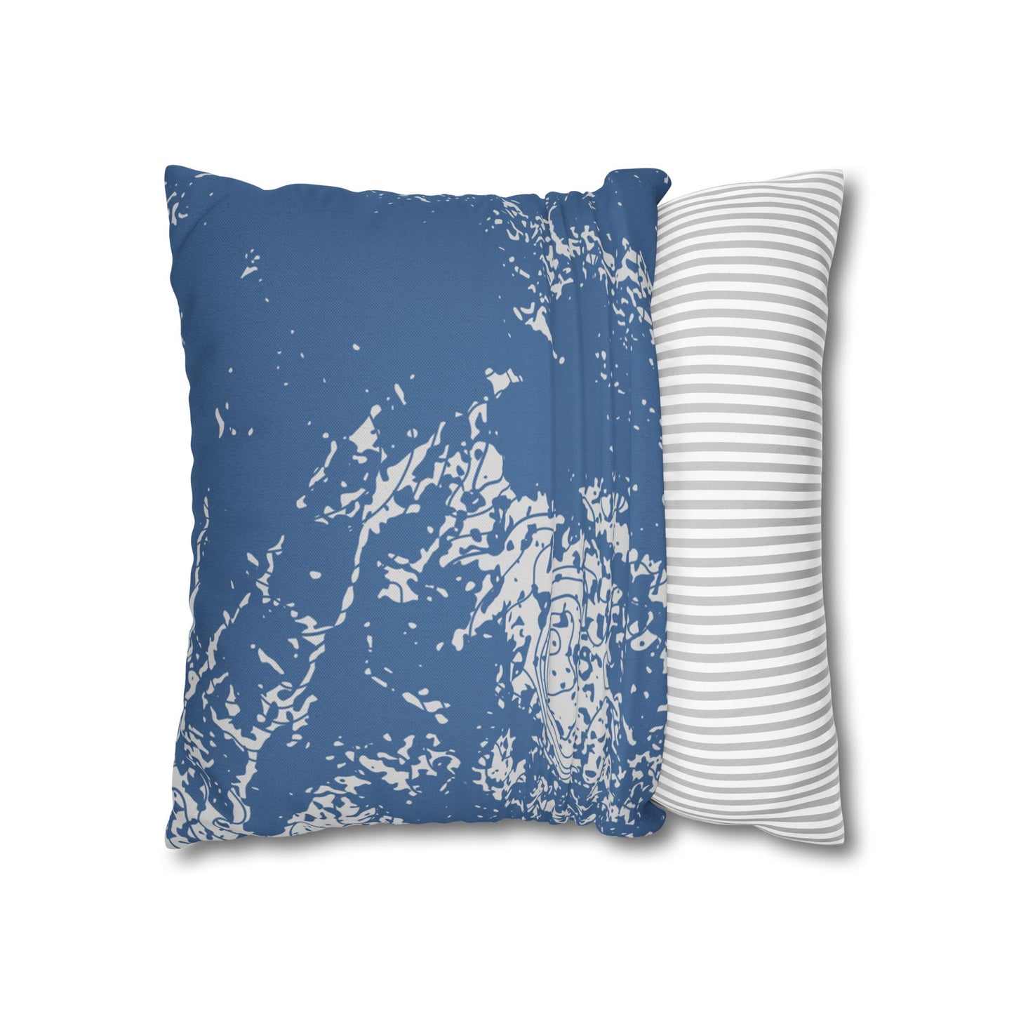 Spun Polyester Square Pillowcase - Blue Topography