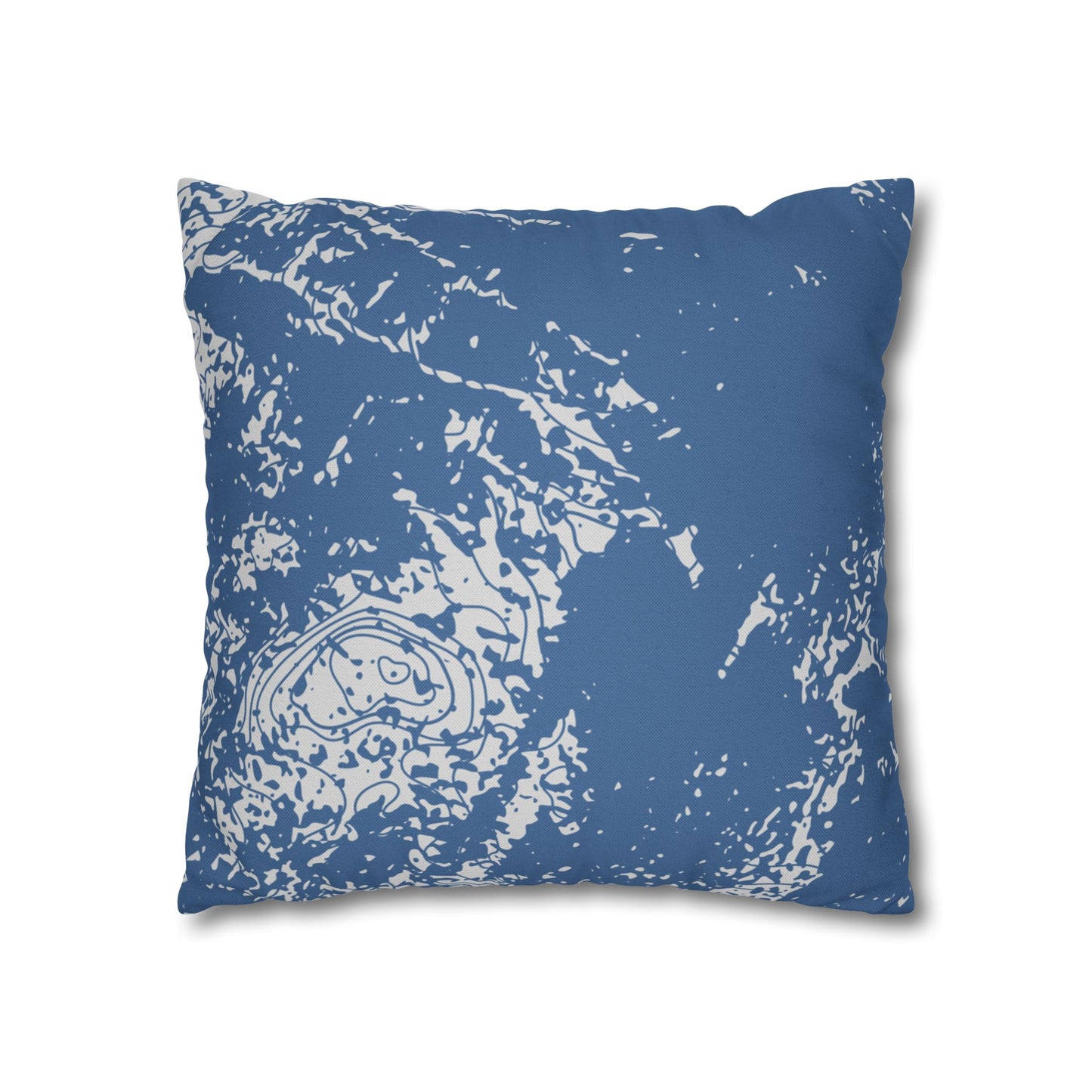Spun Polyester Square Pillowcase - Blue Topography
