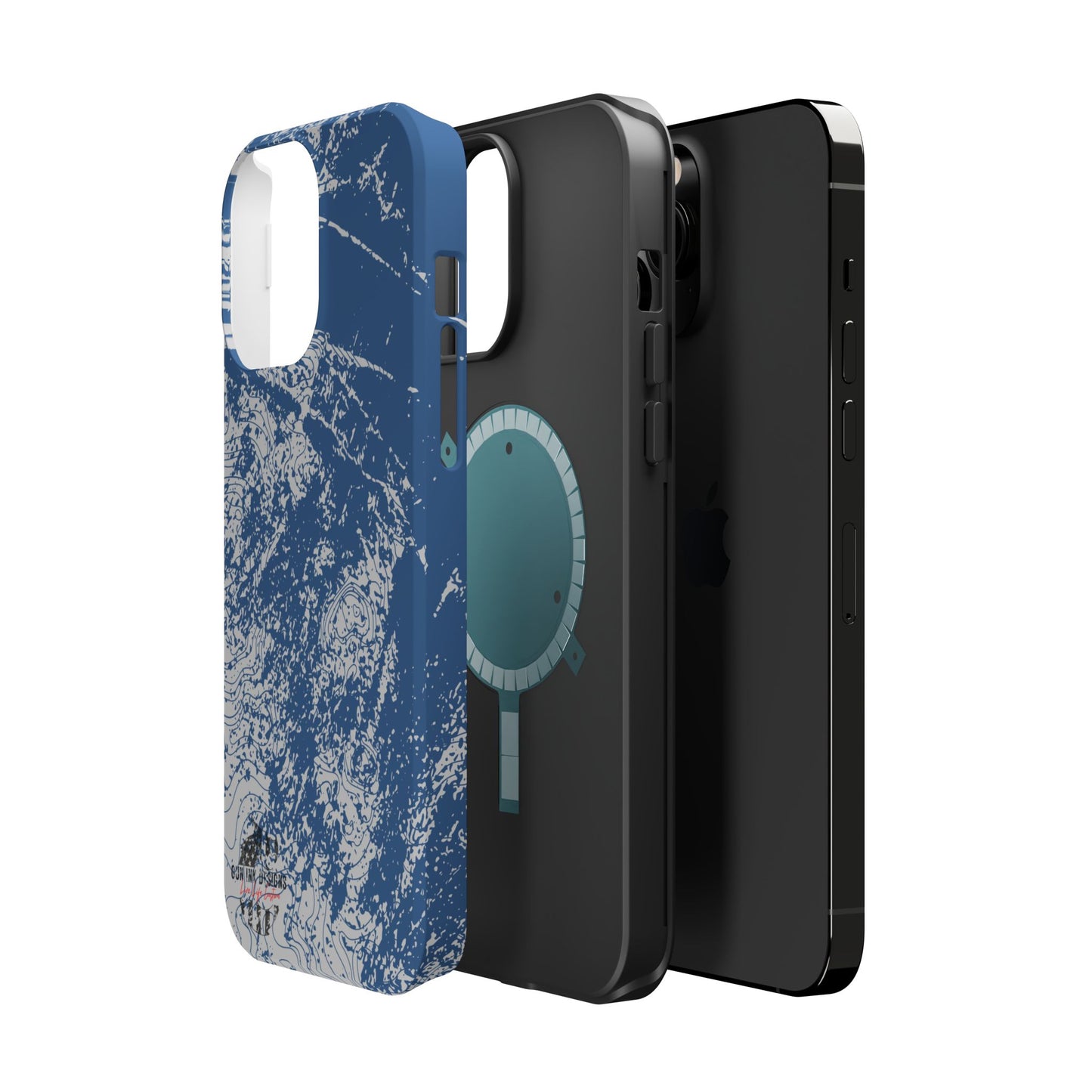 Magnetic Tough Phone Cases - Blue topo camo