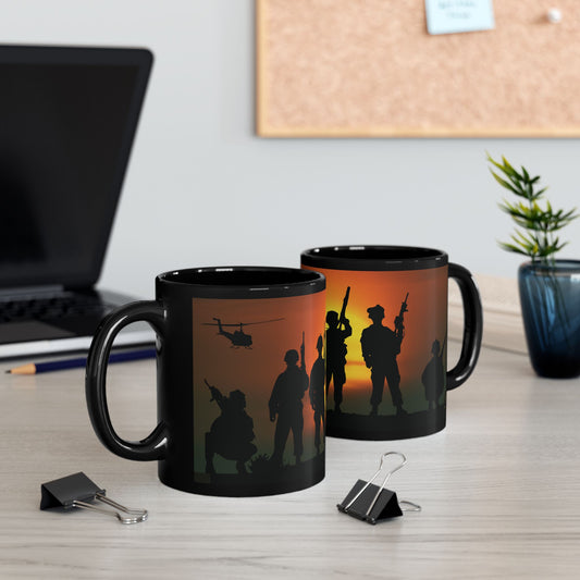 Military Tribute Black Mug - Perfect for Veterans Day & Armed Forces Appreciation