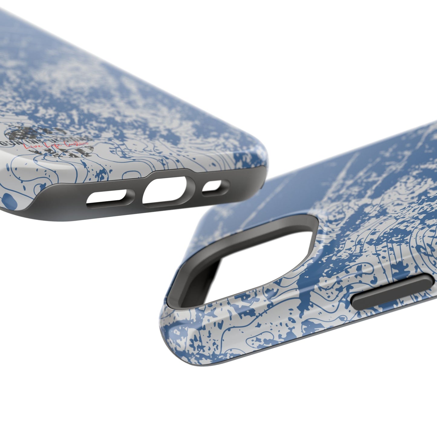 Magnetic Tough Phone Cases - Blue topo camo