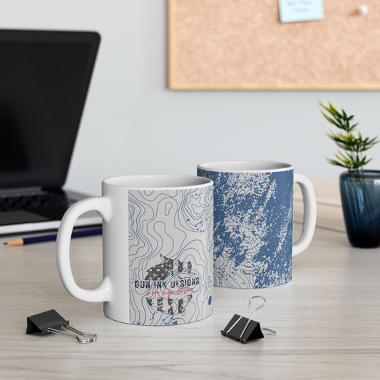 Ceramic Mug, (11oz, 15oz) - Blue Topo
