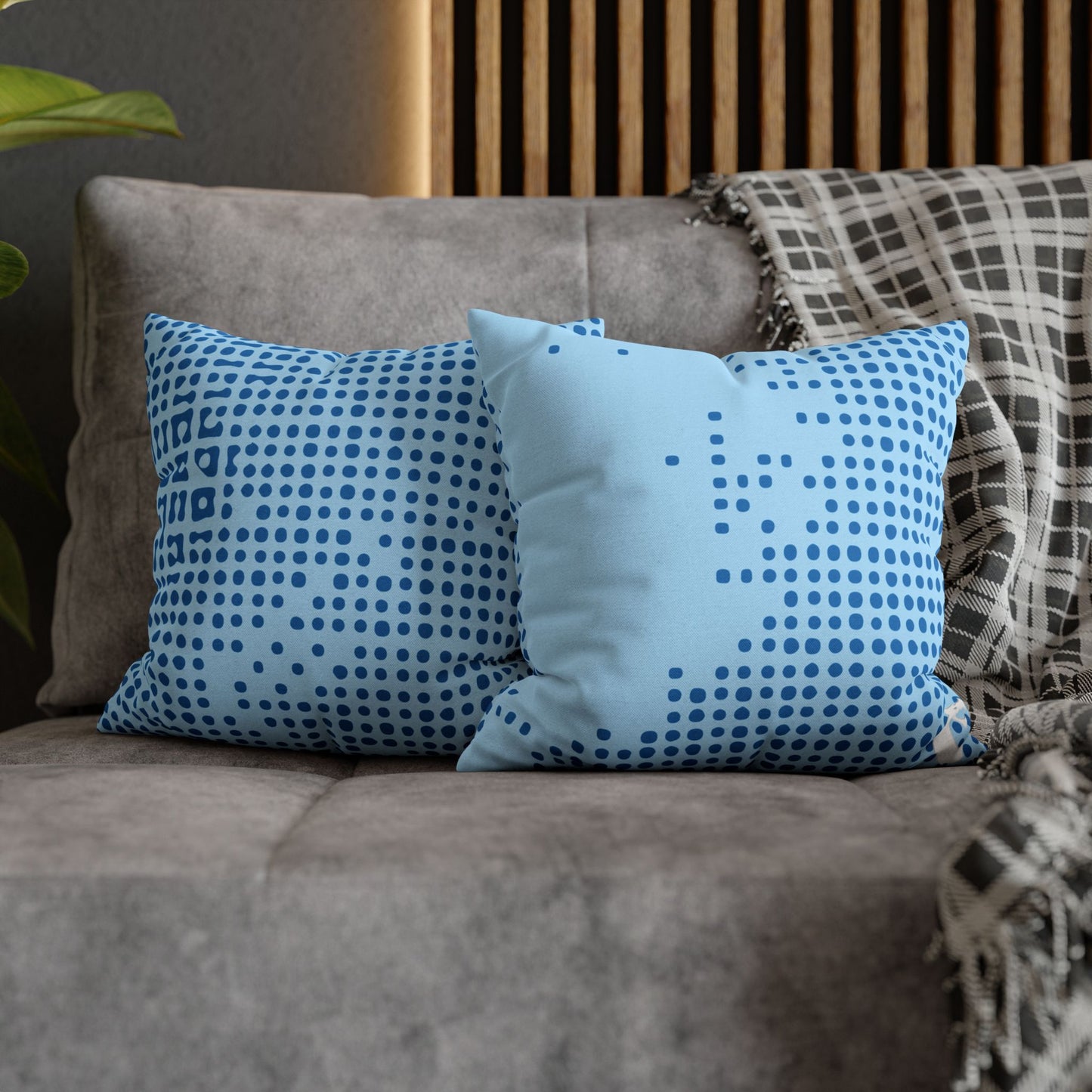 Spun Polyester Square Pillowcase - Blue Tech