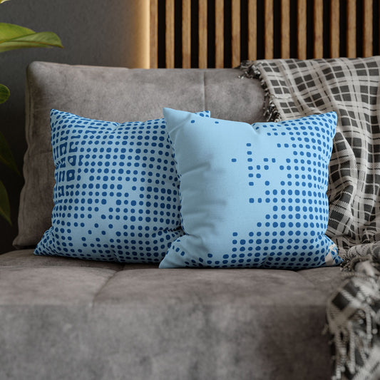 Spun Polyester Square Pillowcase - Blue Tech