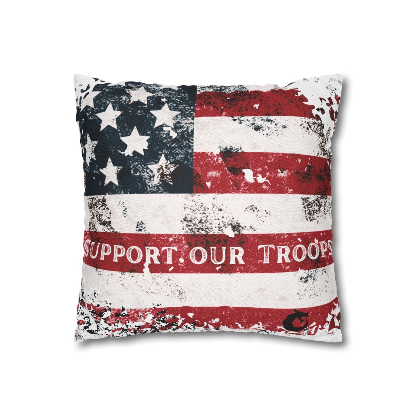 Spun Polyester Square Pillowcase - Support our Troops
