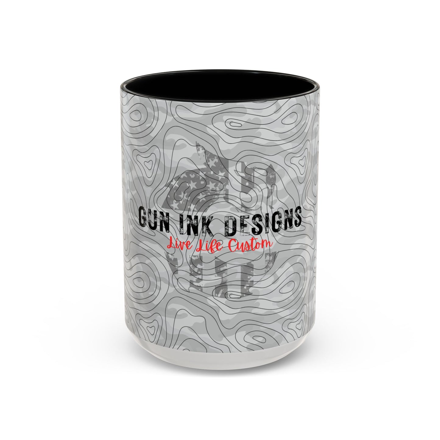 Accent Coffee Mug (11, 15oz) - Gray Topo Logo