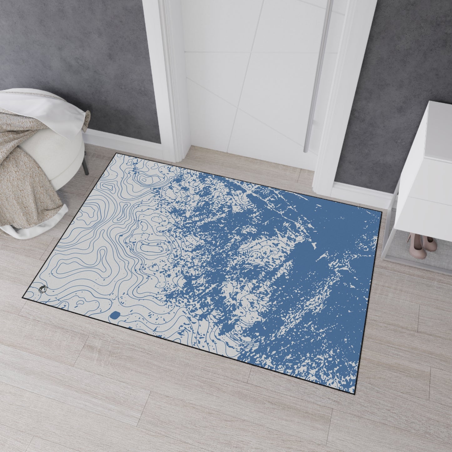 Stylish Heavy Duty Floor Mat - Blue Topographic Design