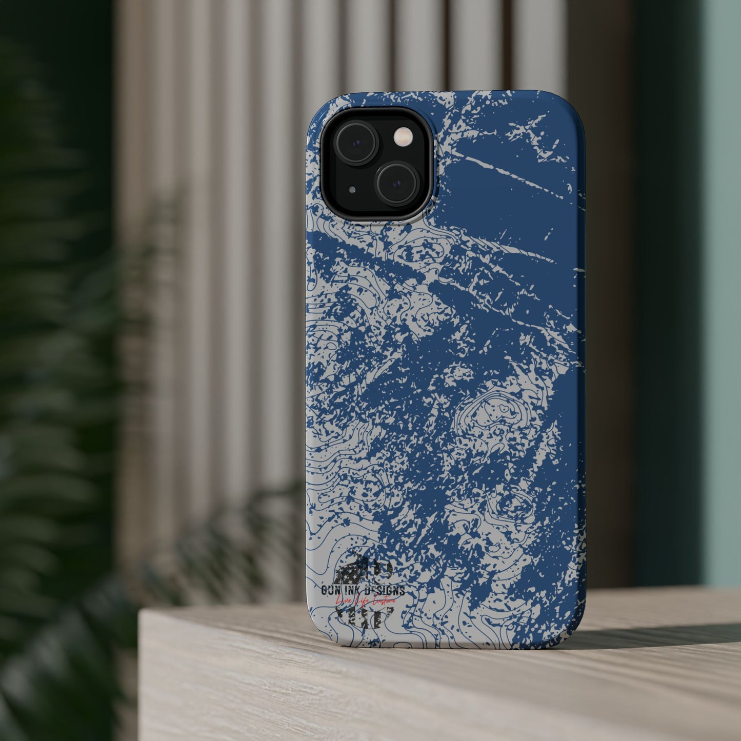 Magnetic Tough Phone Cases - Blue topo camo