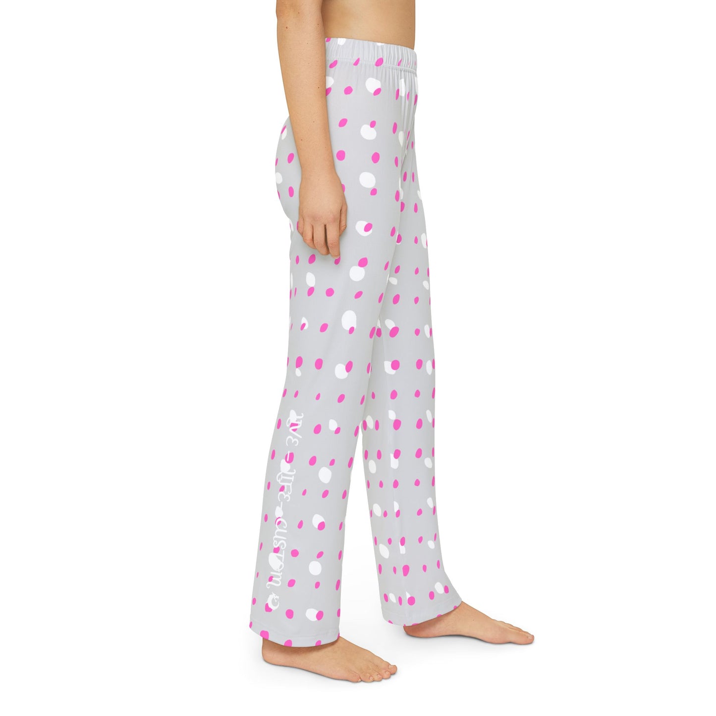 Kids Pajama Pants (AOP) - Pink Polka Dots