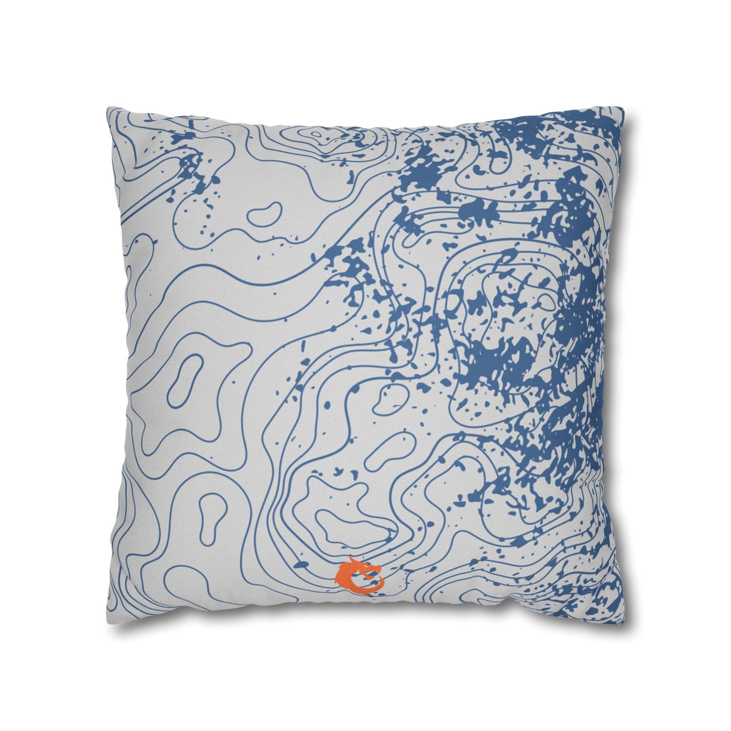 Spun Polyester Square Pillowcase - Blue Topography