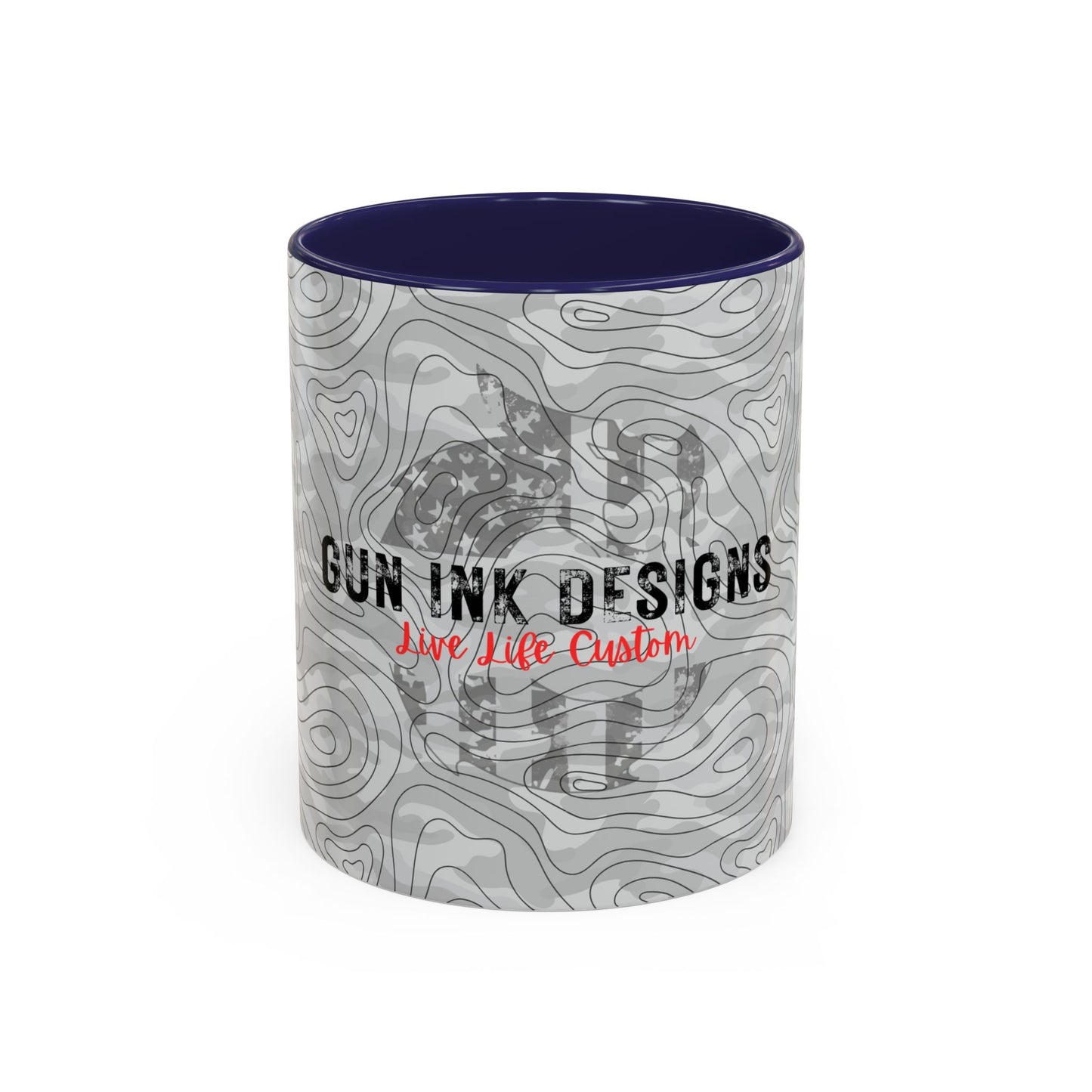 Accent Coffee Mug (11, 15oz) - Gray Topo Logo