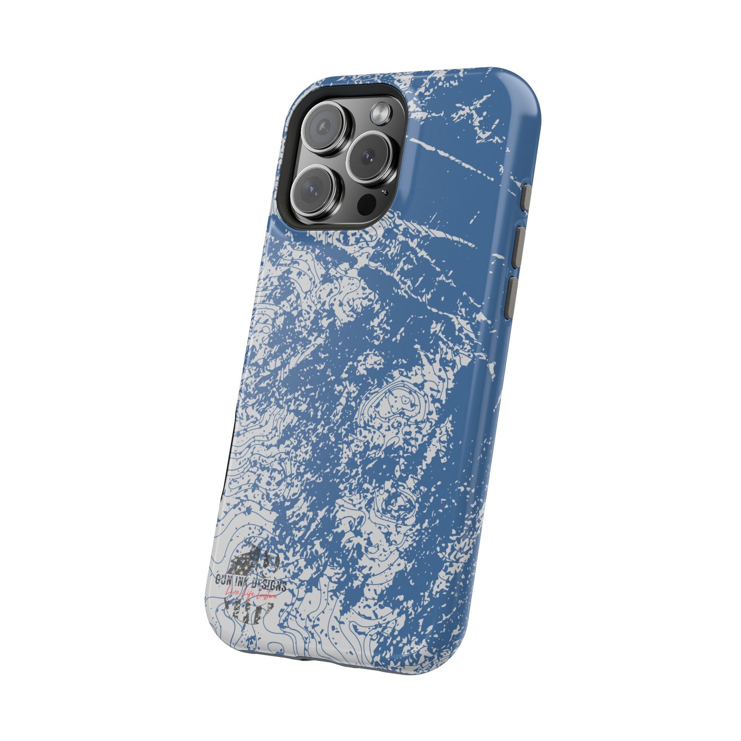 Magnetic Tough Phone Cases - Blue topo camo