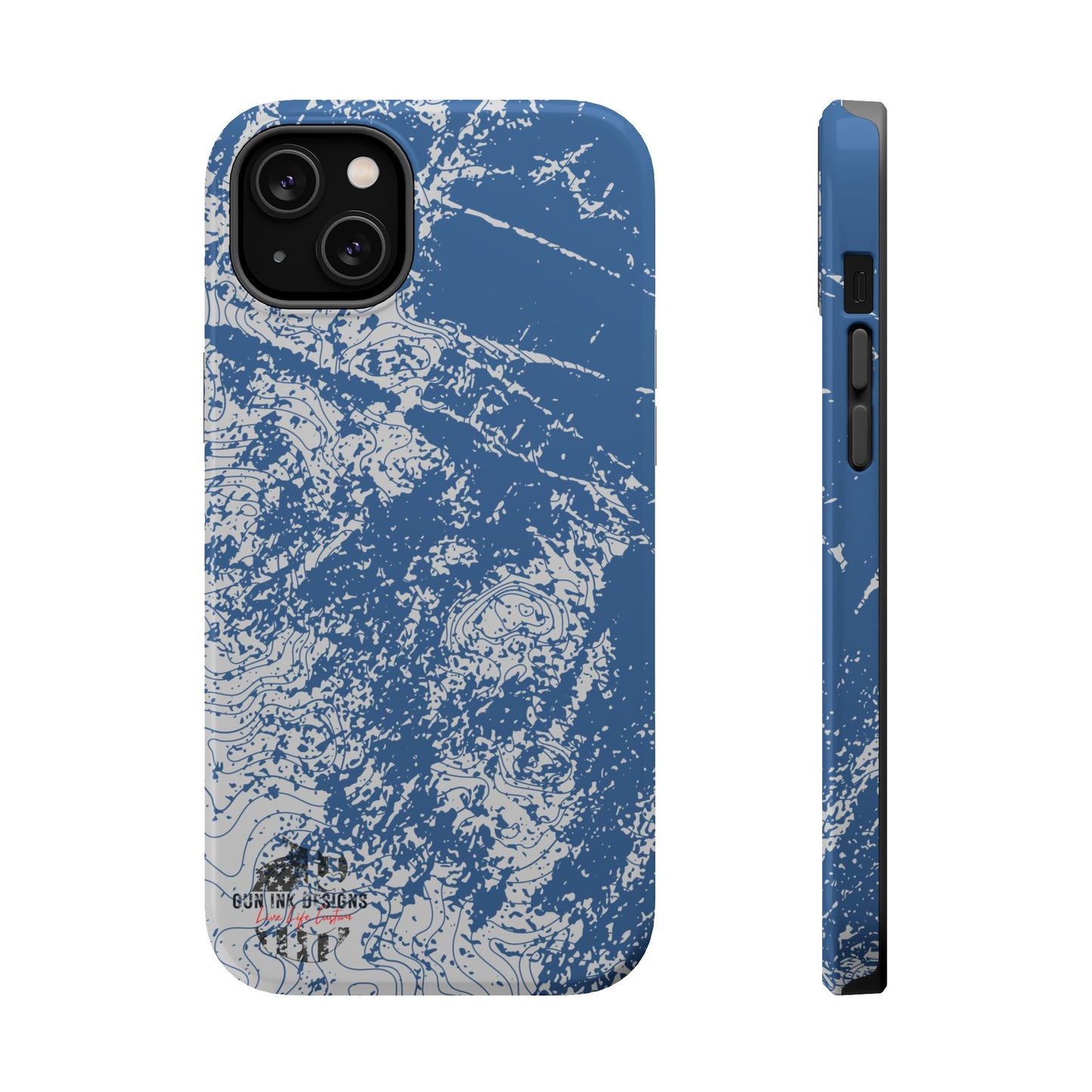 Magnetic Tough Phone Cases - Blue topo camo