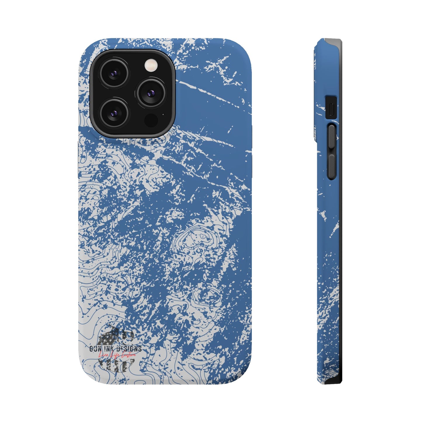 Magnetic Tough Phone Cases - Blue topo camo