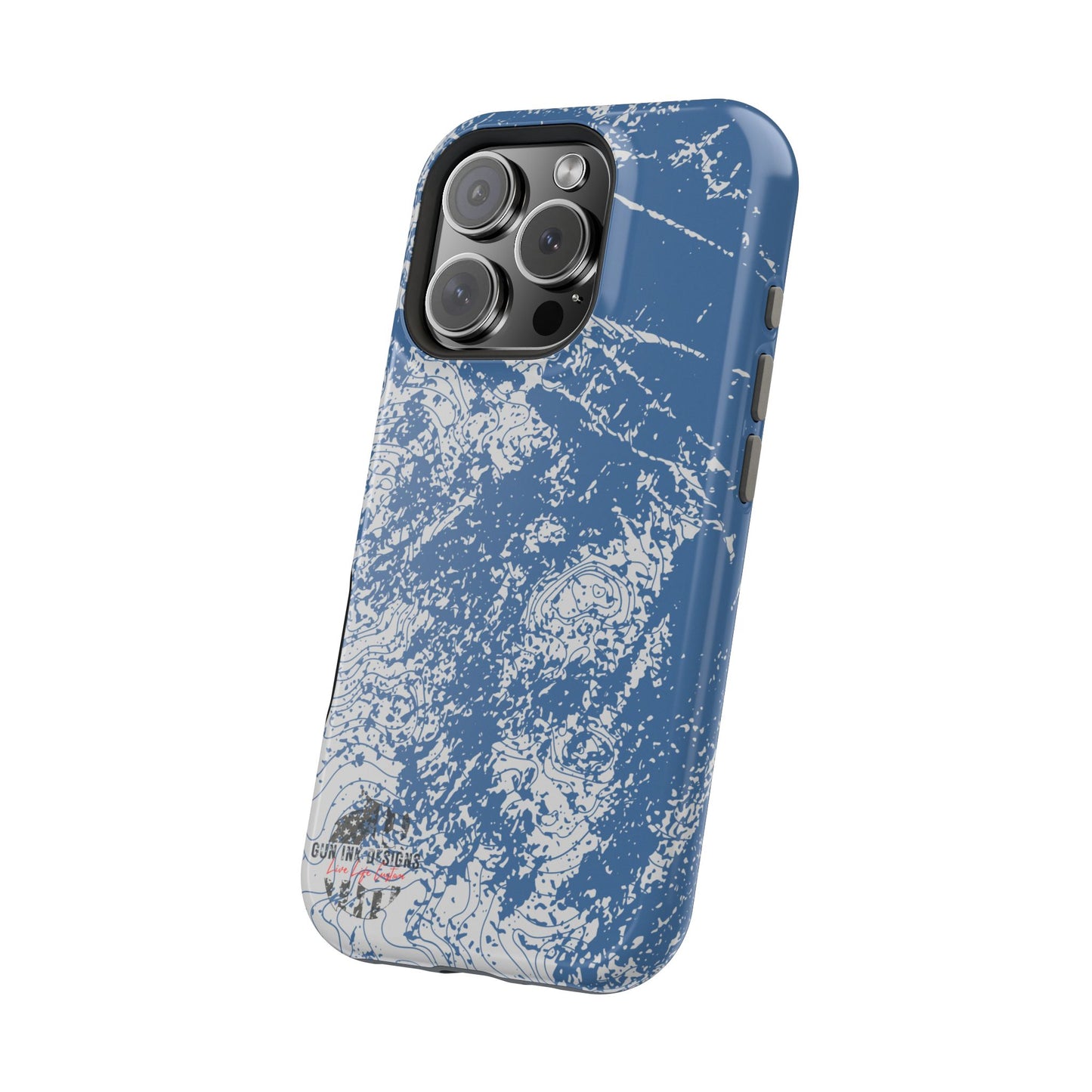 Magnetic Tough Phone Cases - Blue topo camo