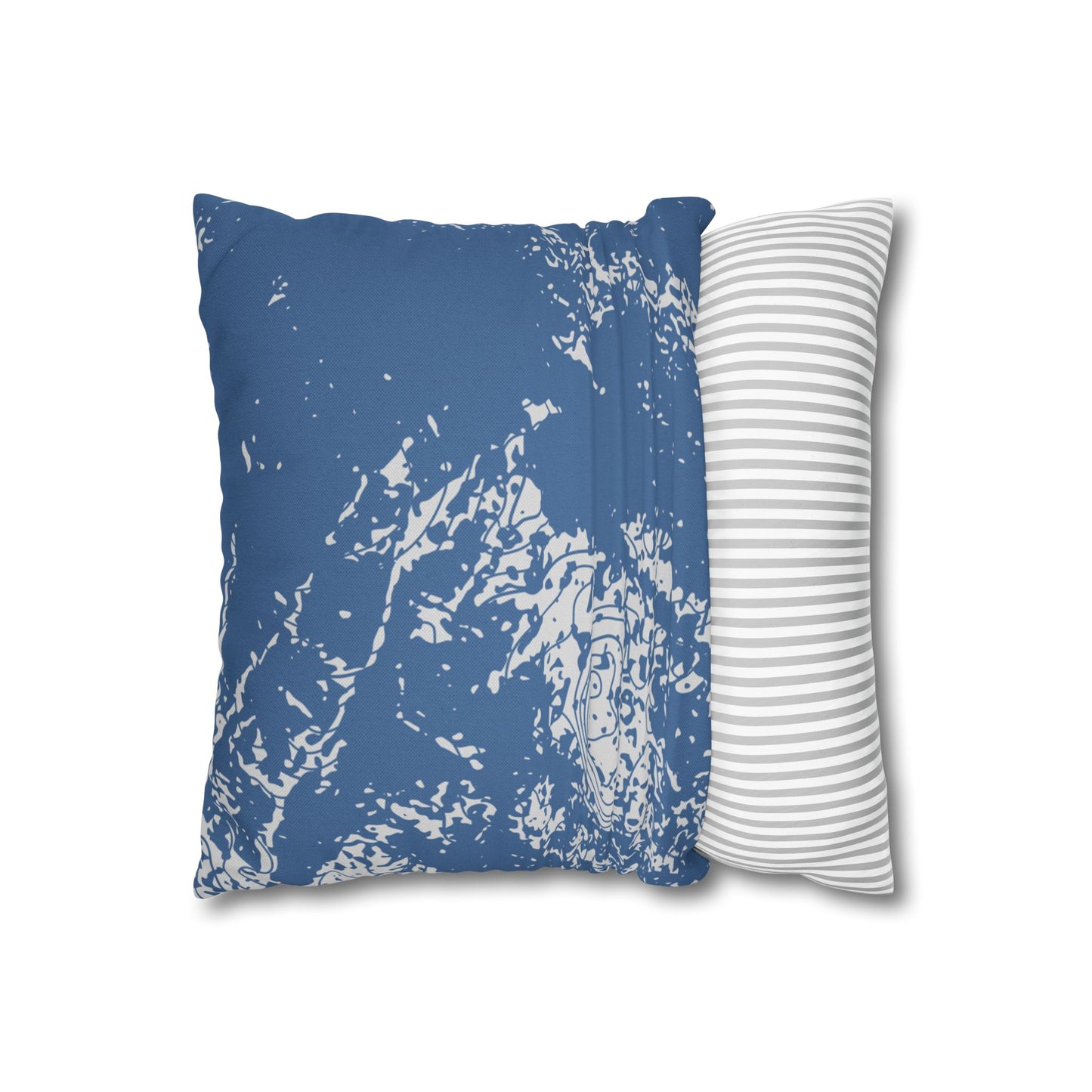 Spun Polyester Square Pillowcase - Blue Topography