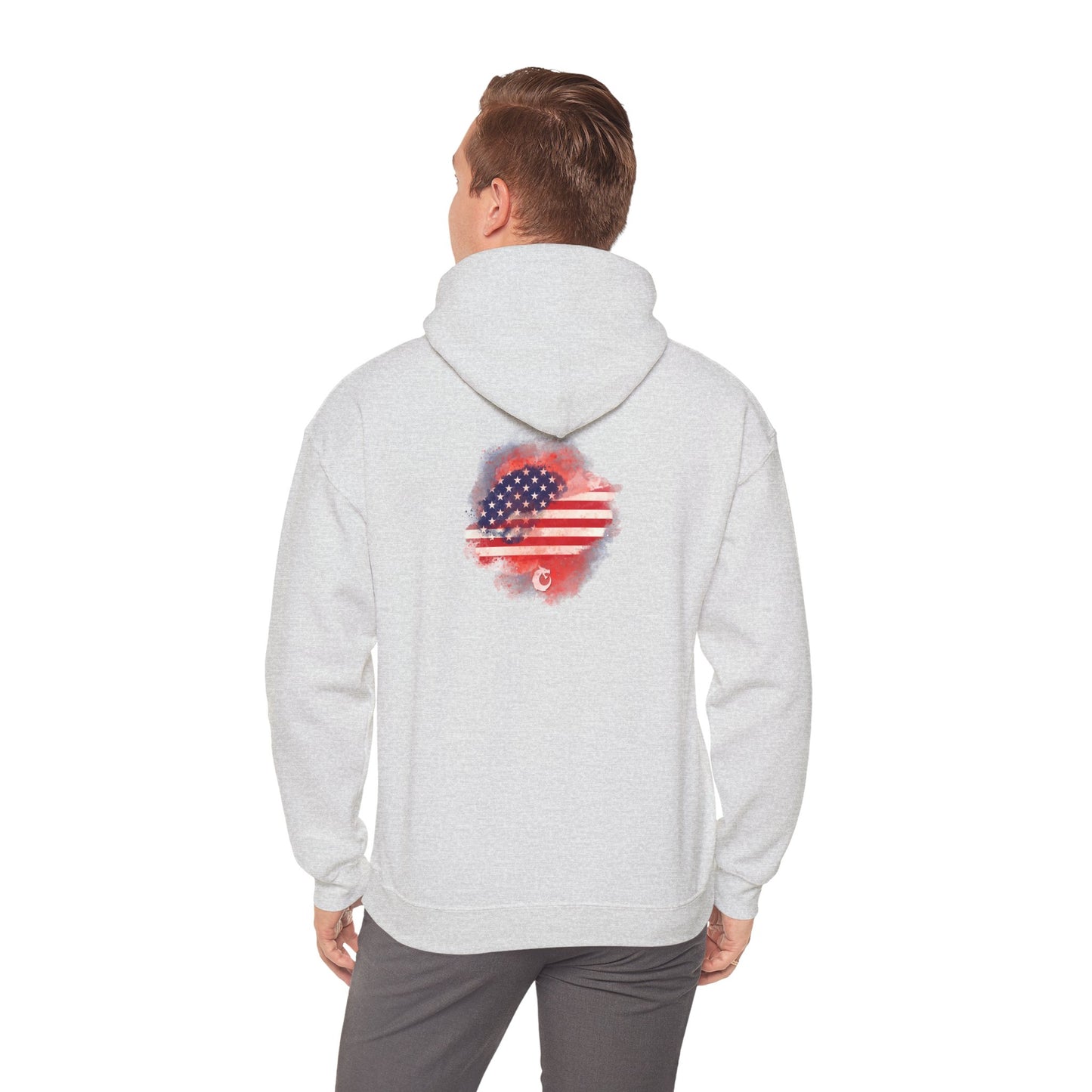Heavy Blend™ Hooded Sweatshirt - Red Watercolor Flag