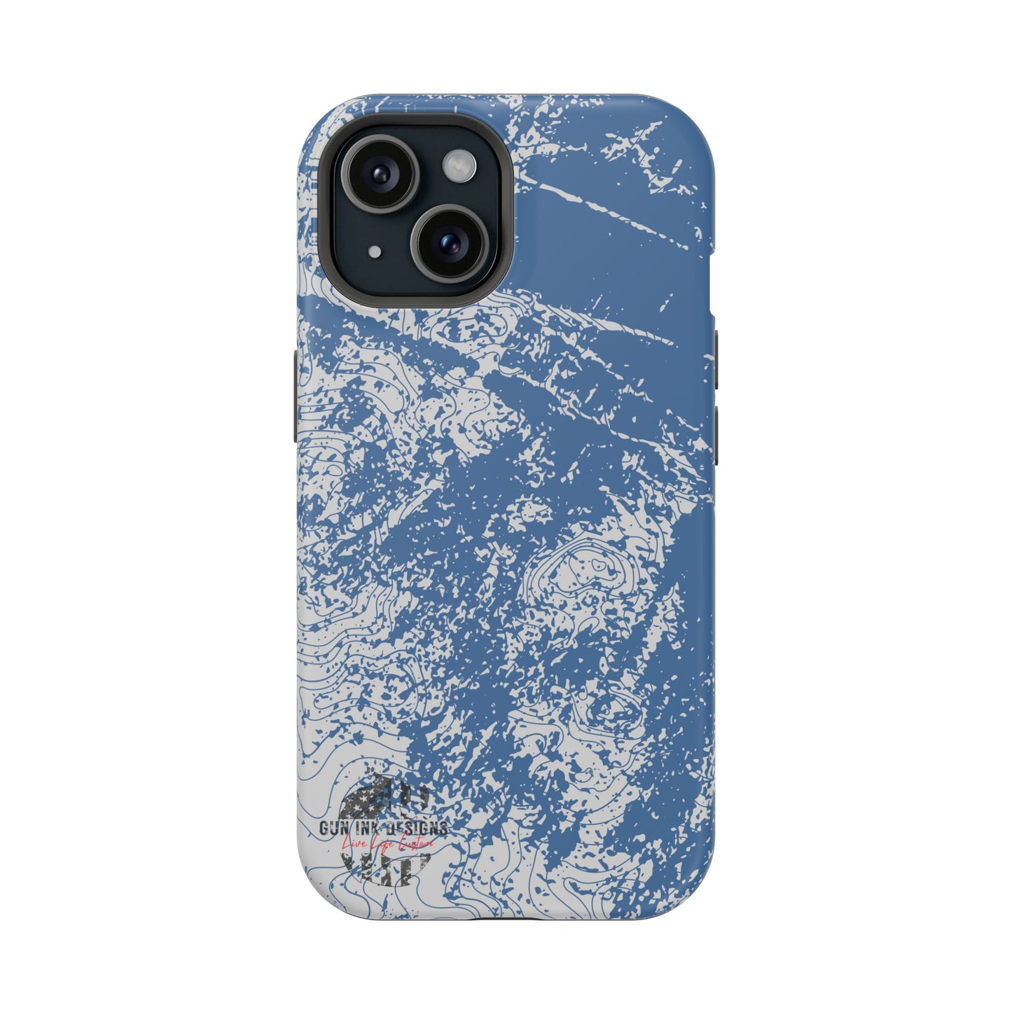 Magnetic Tough Phone Cases - Blue topo camo