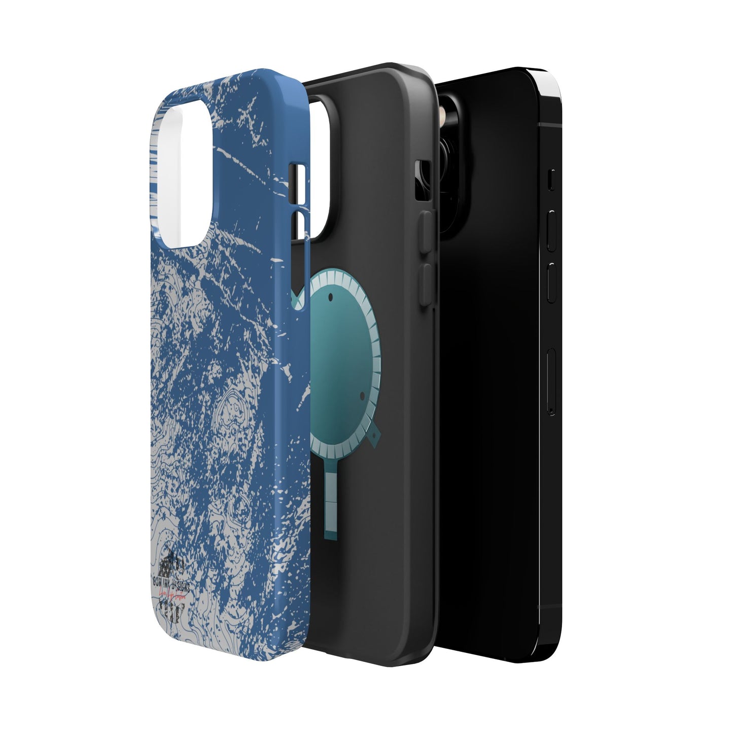 Magnetic Tough Phone Cases - Blue topo camo