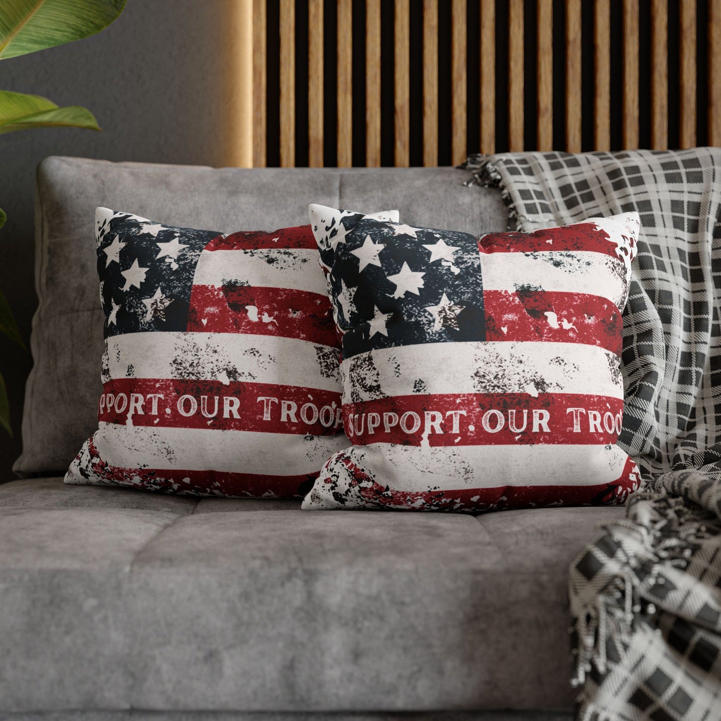 Spun Polyester Square Pillowcase - Support our Troops