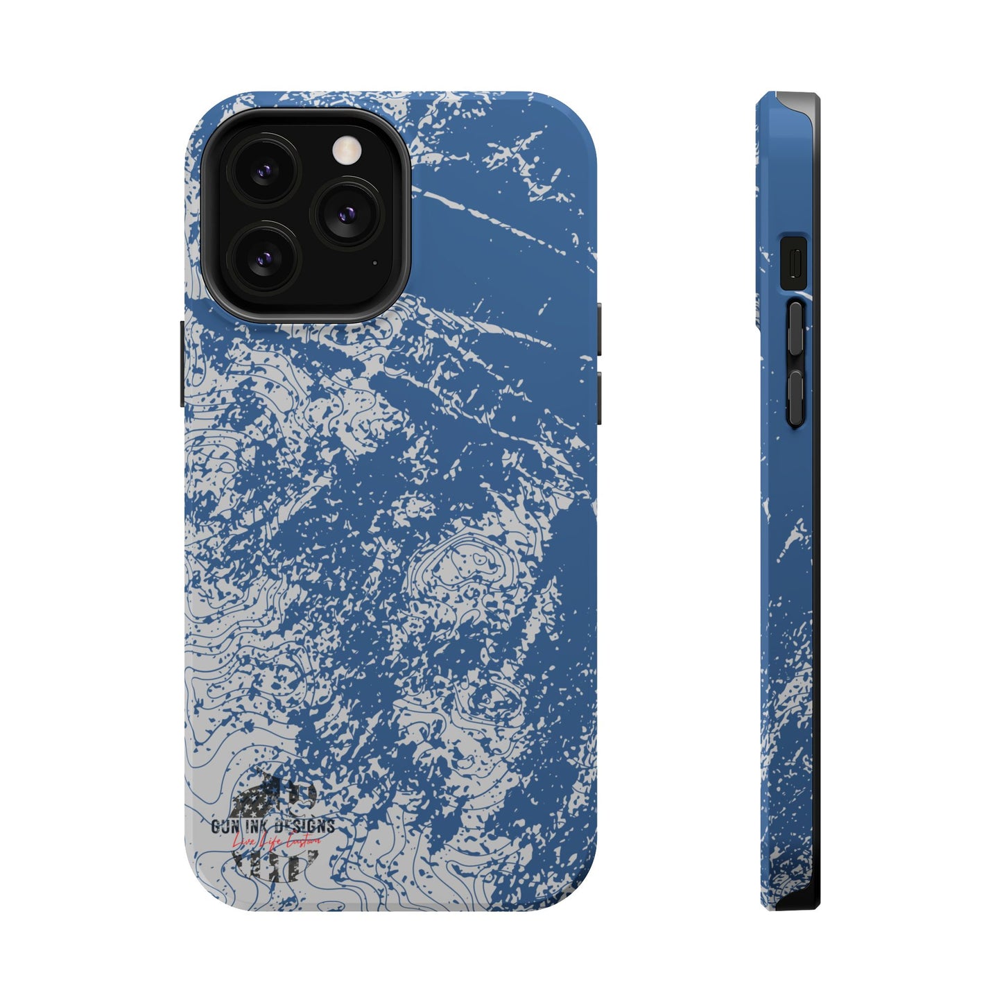 Magnetic Tough Phone Cases - Blue topo camo