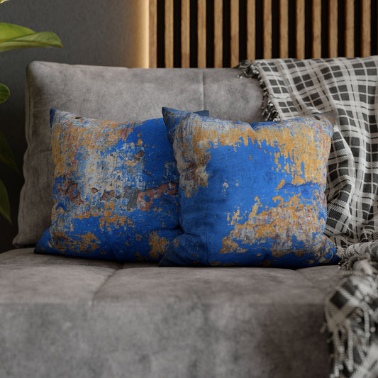 Spun Polyester Square Pillowcase - Blue Wall