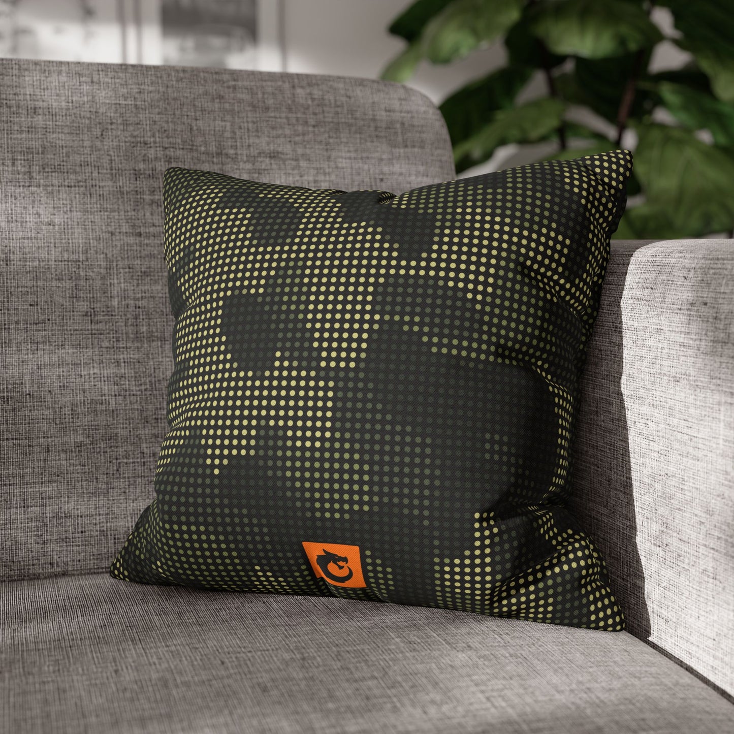 Spun Polyester Square Pillowcase - Green Tech Camo