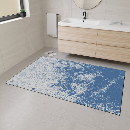 Stylish Heavy Duty Floor Mat - Blue Topographic Design