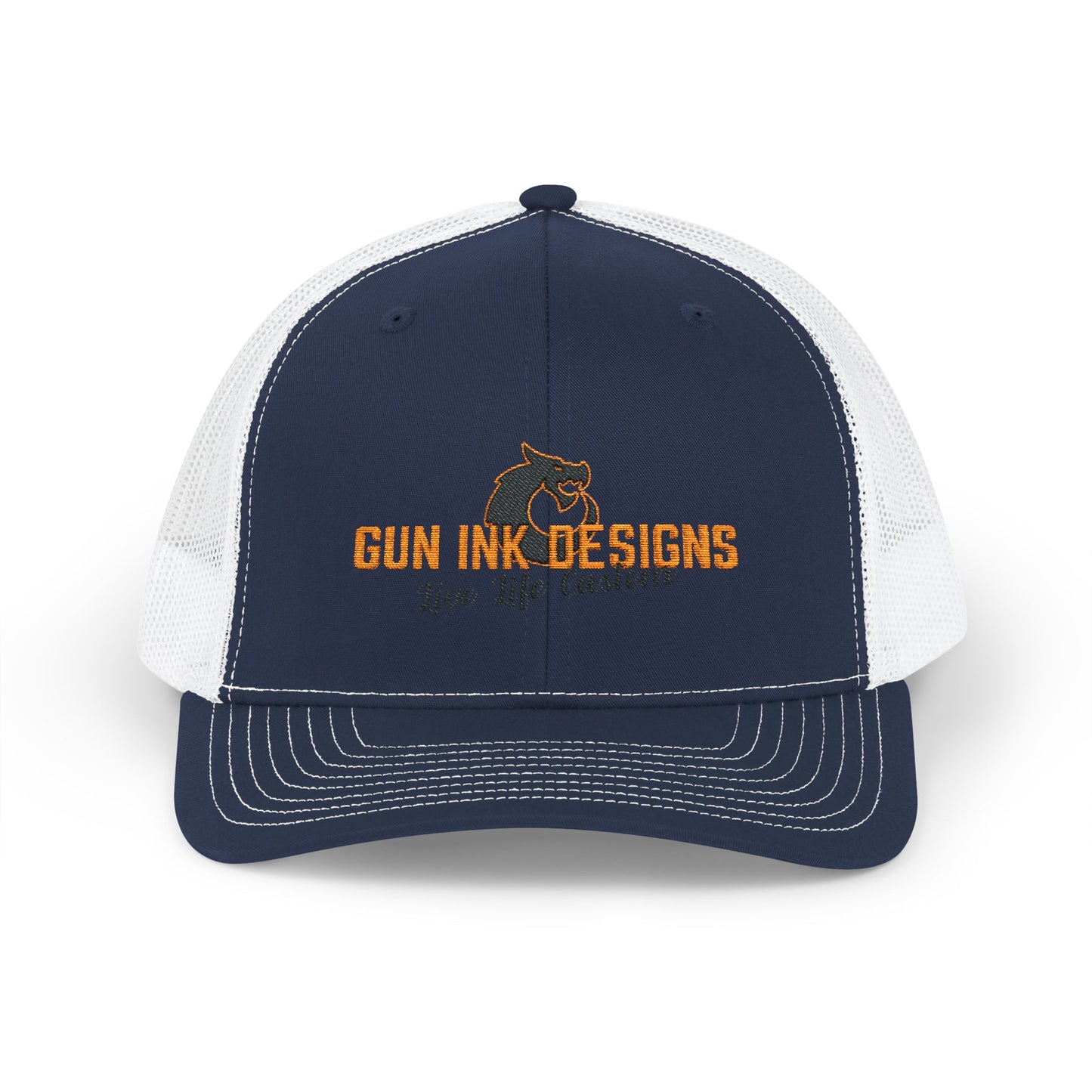 Snapback Trucker Cap - Black/ Orange Logo