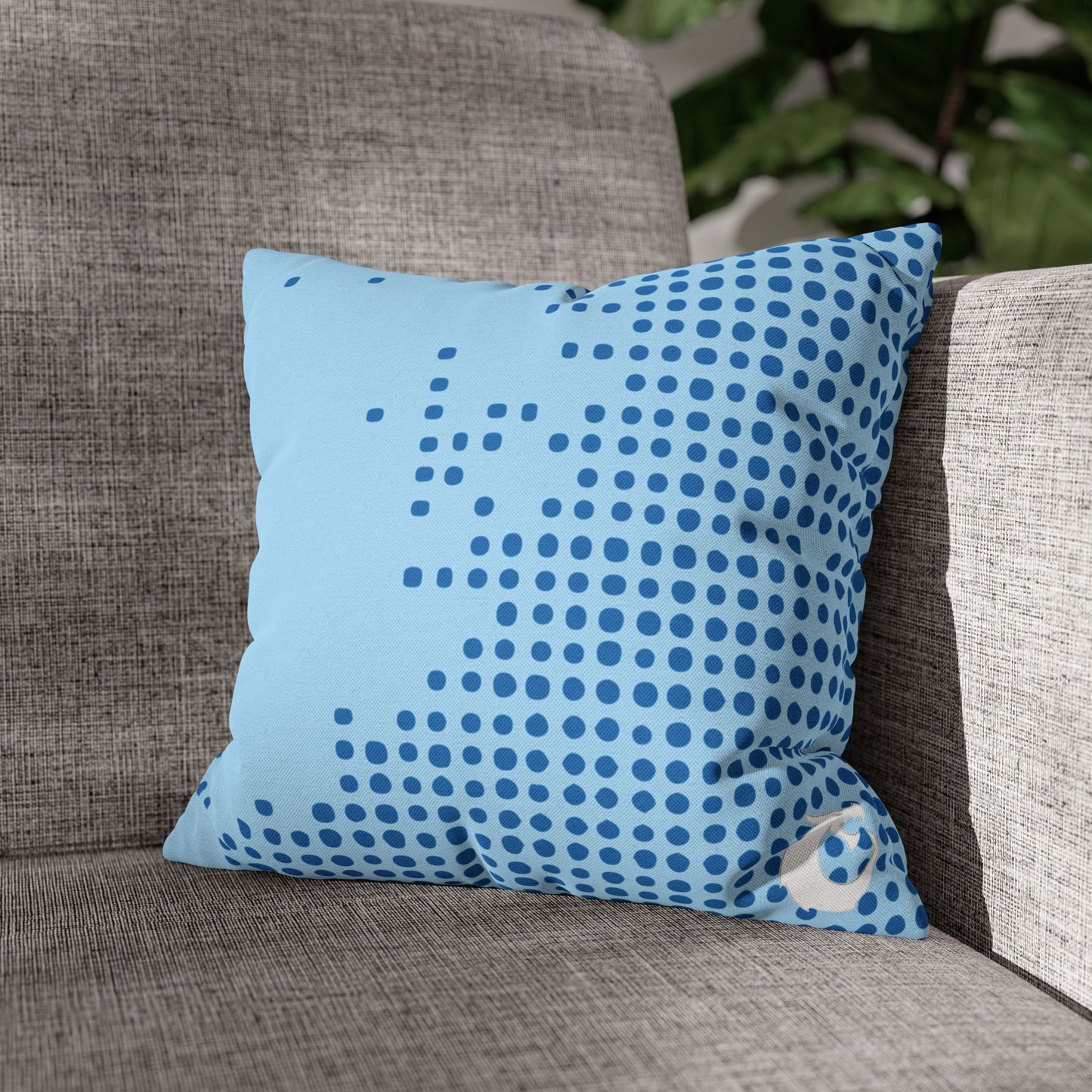 Spun Polyester Square Pillowcase - Blue Tech