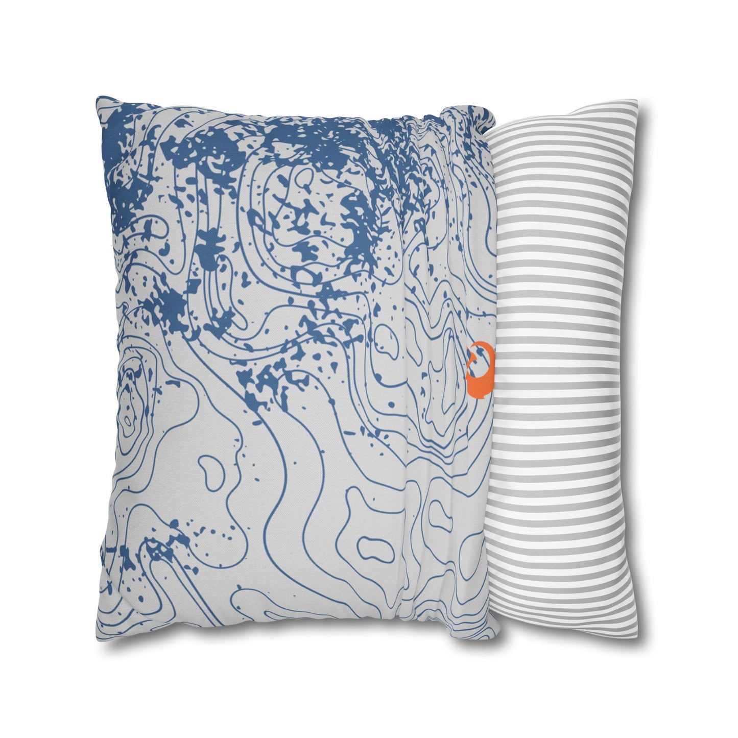 Spun Polyester Square Pillowcase - Blue Topography