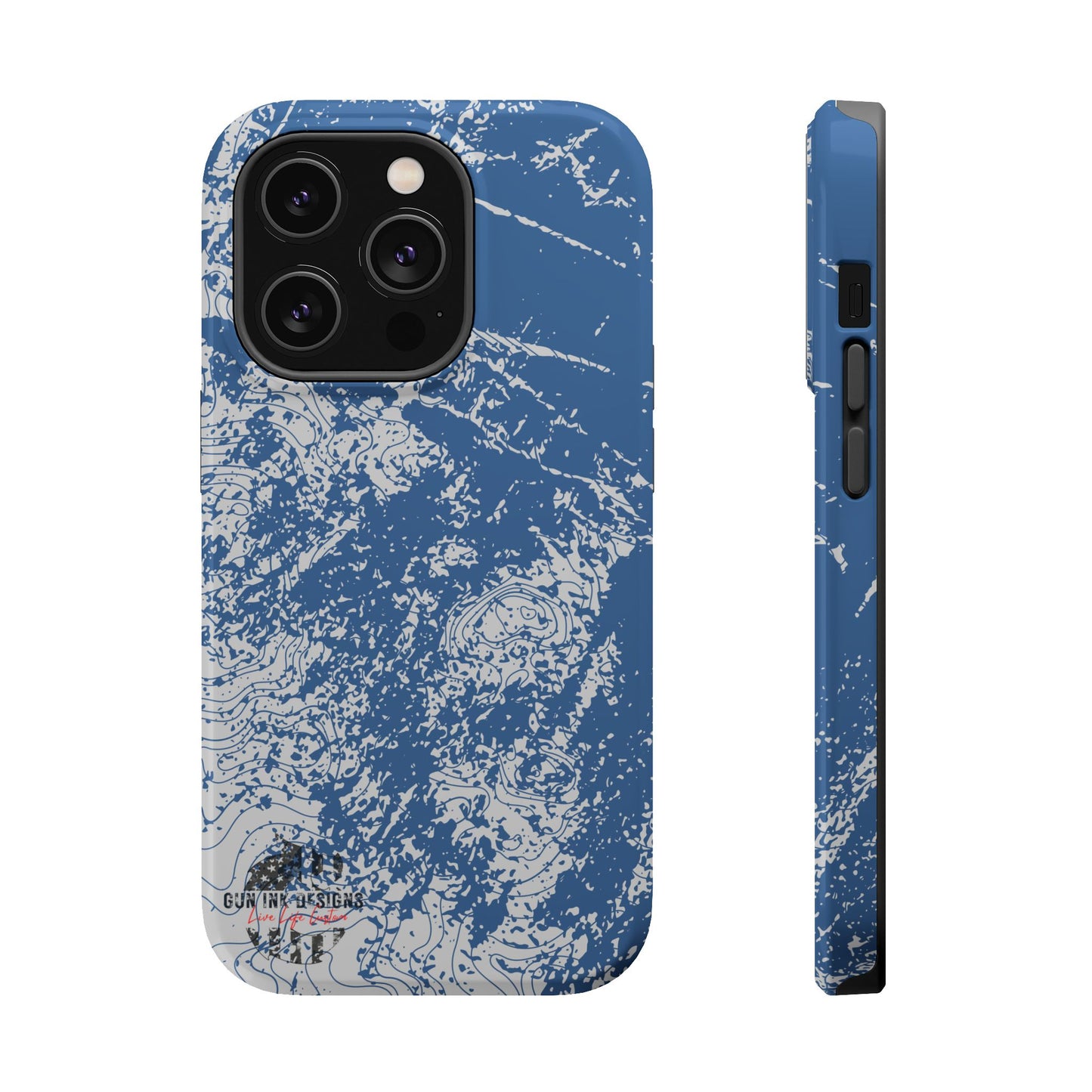 Magnetic Tough Phone Cases - Blue topo camo