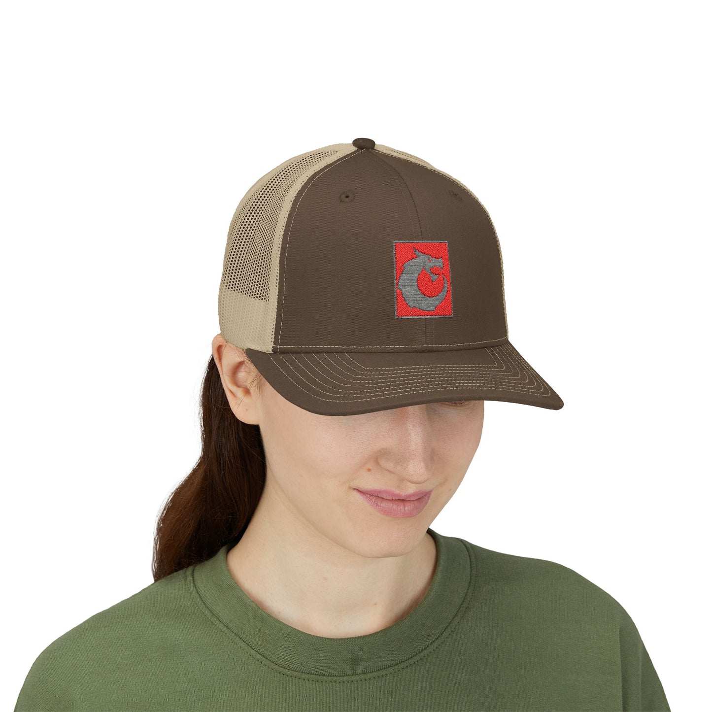 Snapback Trucker Cap - Gray Red Dragon