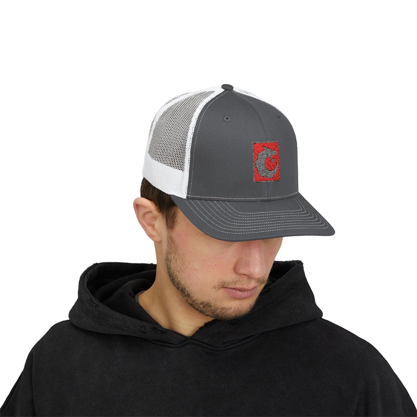 Snapback Trucker Cap - Gray Red Dragon