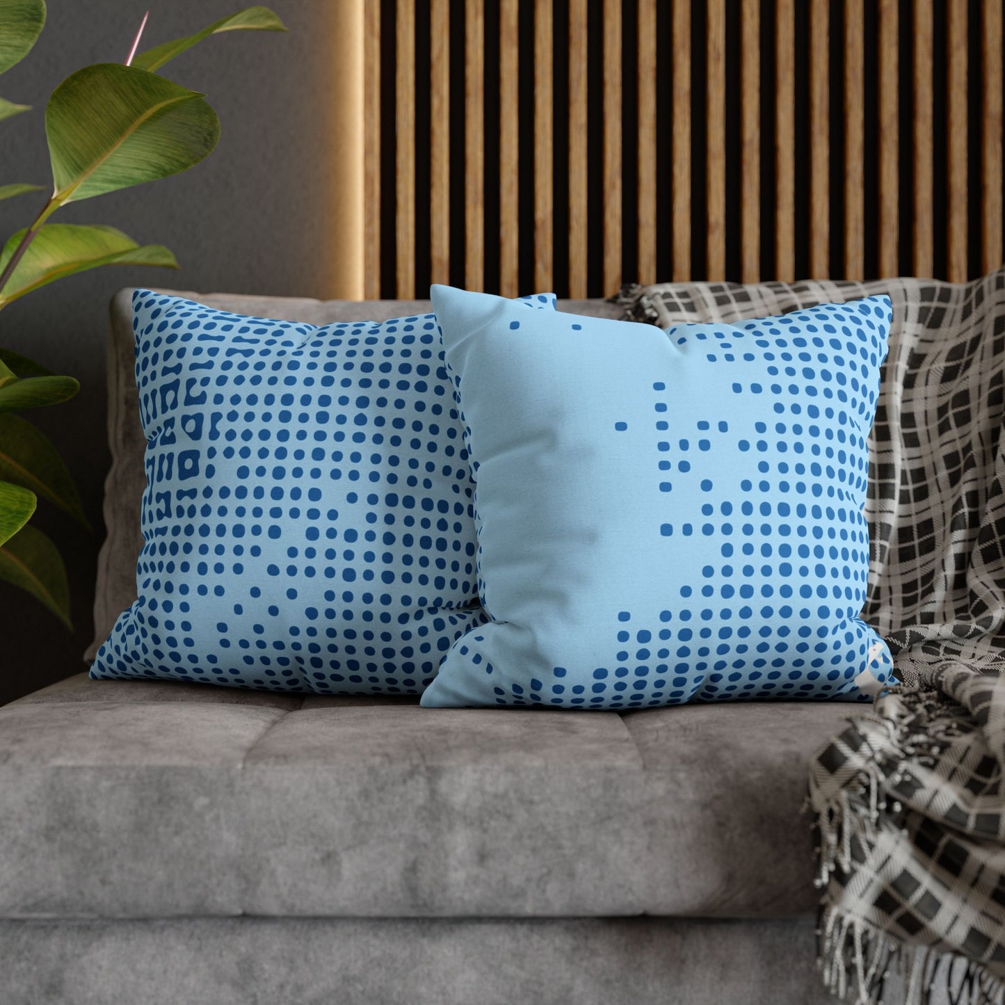 Spun Polyester Square Pillowcase - Blue Tech