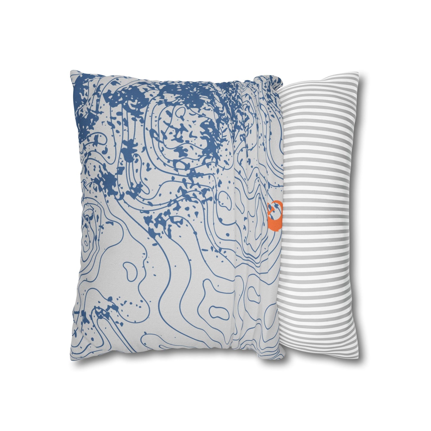 Spun Polyester Square Pillowcase - Blue Topography