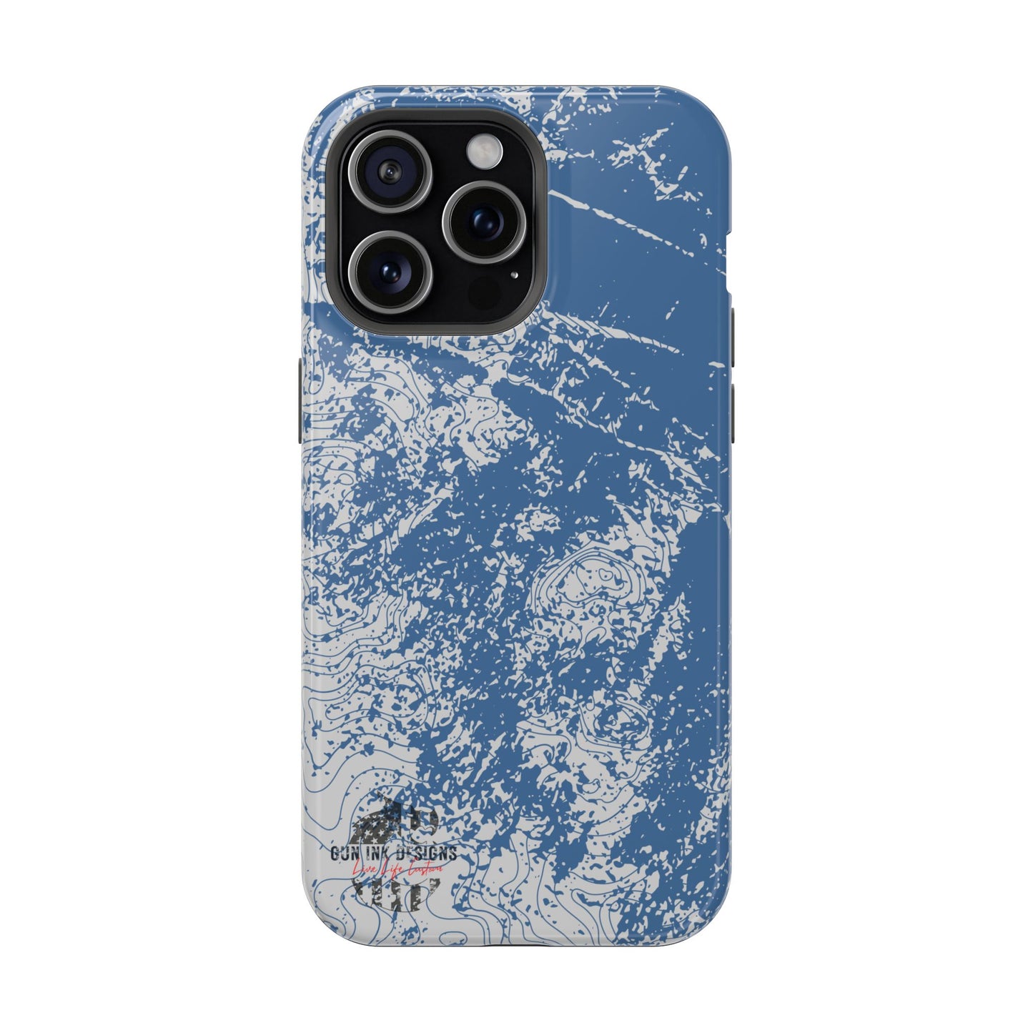 Magnetic Tough Phone Cases - Blue topo camo